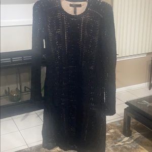 Vintage Boho Black Lace Dress with nude underlay